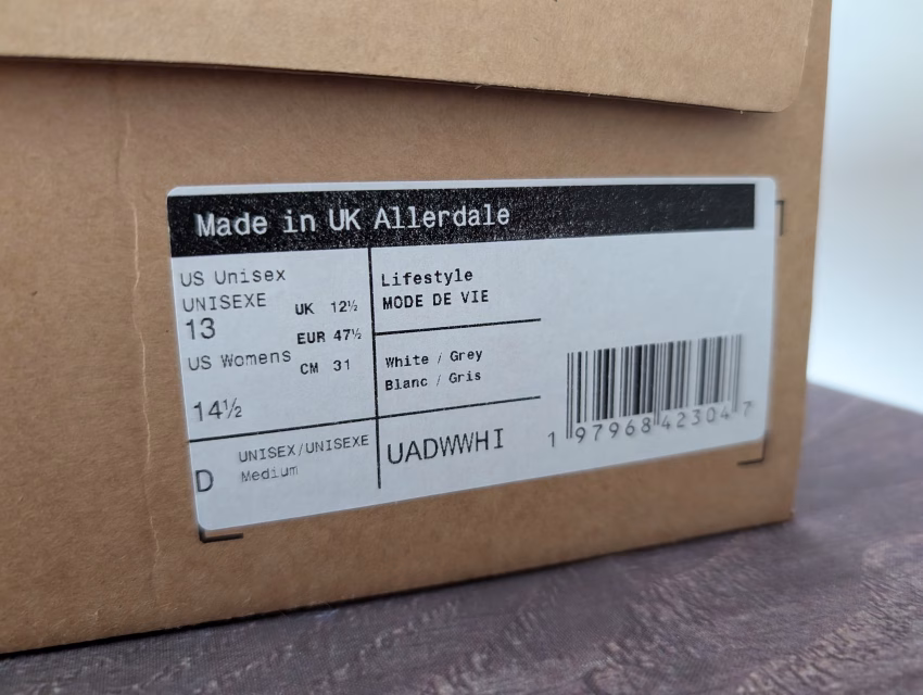 Made in UK Allerdale Size Tag
